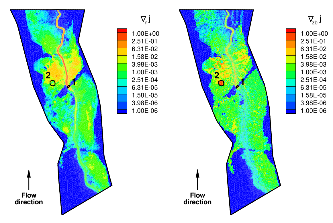 Illustration scientifique : Inverse algorithms for 2D shallow water equations in presence of wet dry fronts: Application to flood plain dynamics