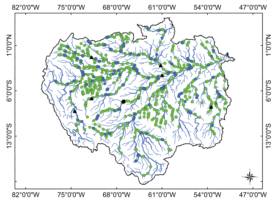 Illustration scientifique : Stage-discharge rating curves based on satellite altimetry and modeled discharge in the Amazon basin